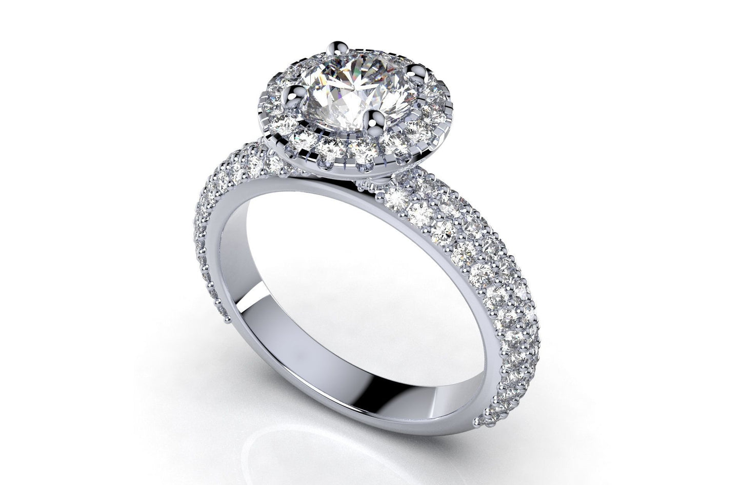Double Halo Diamond Engagement Ring
