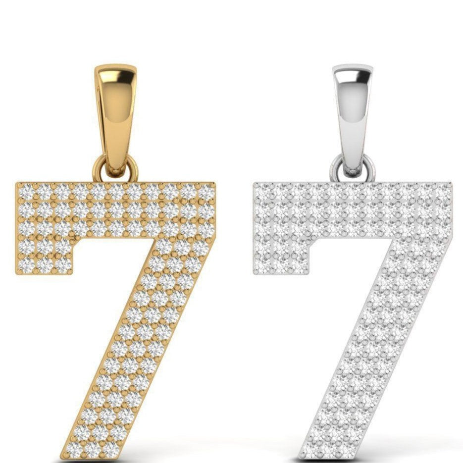 Solo Legend Pendant – Single Jersey Number with Diamonds