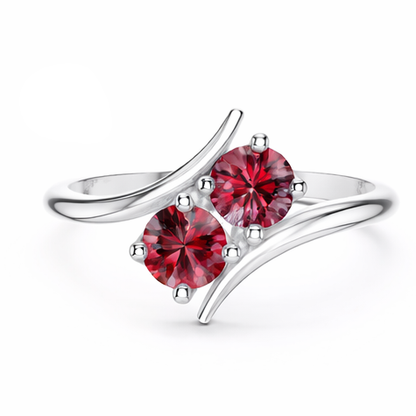 Two Hearts Birthstone Ring