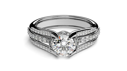 Triple Row Diamond Engagement Ring