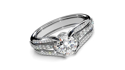 Triple Row Diamond Engagement Ring