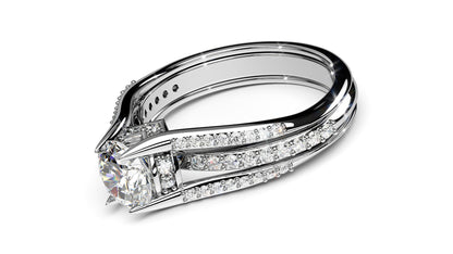 Triple Row Diamond Engagement Ring
