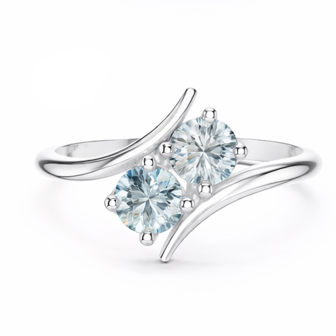 Two Hearts Birthstone Ring