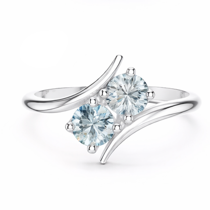 Two Hearts Birthstone Ring