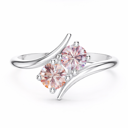 Two Hearts Birthstone Ring