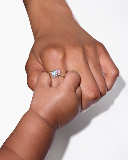 Two Hearts Birthstone Ring