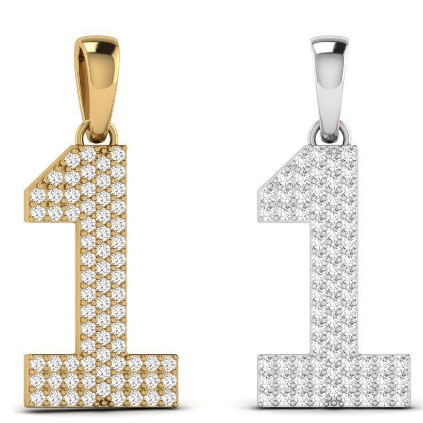 Solo Legend Pendant – Single Jersey Number with Diamonds