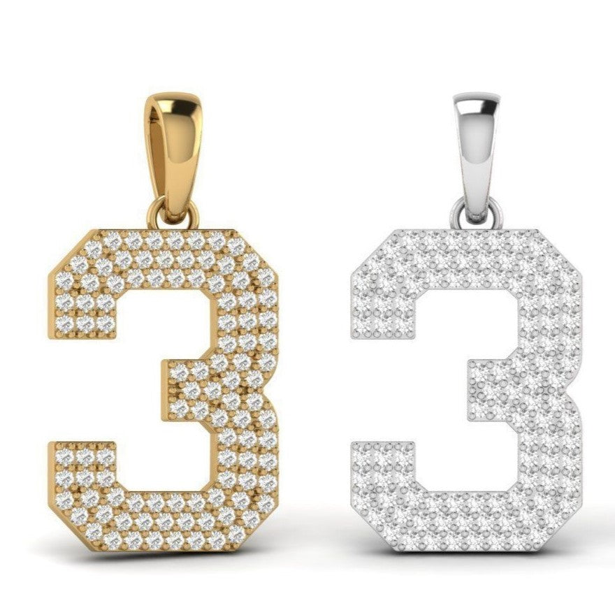 Solo Legend Pendant – Single Jersey Number with Diamonds