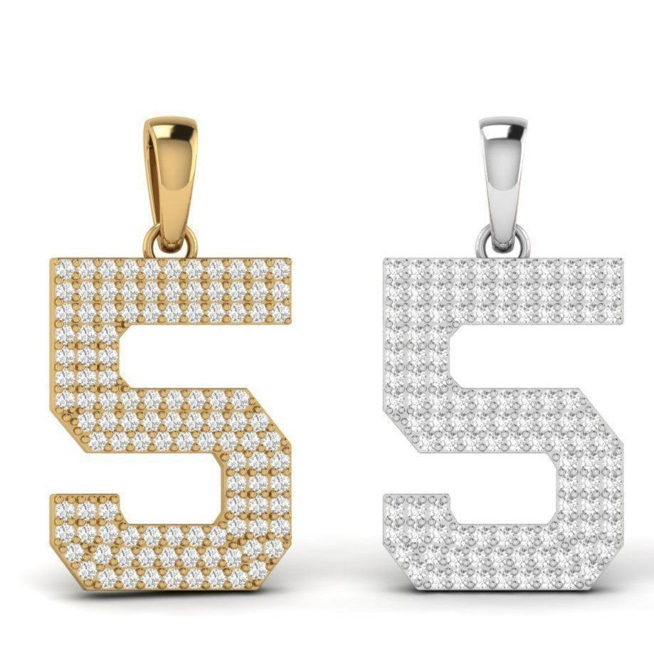 Solo Legend Pendant – Single Jersey Number with Diamonds