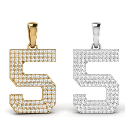 Solo Legend Pendant – Single Jersey Number with Diamonds