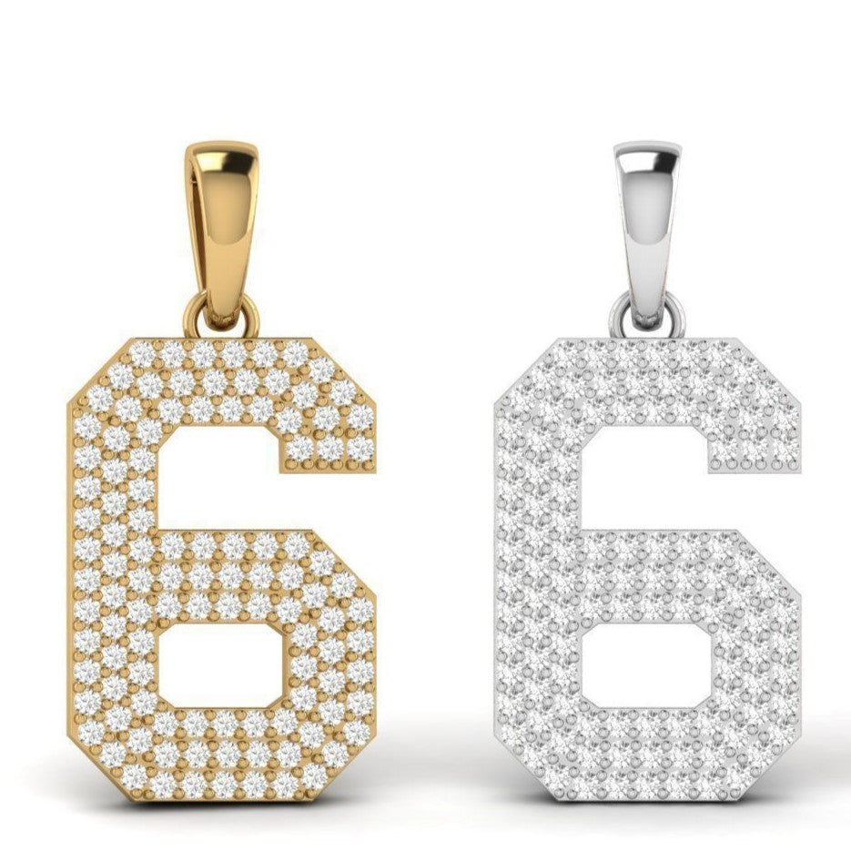 Solo Legend Pendant – Single Jersey Number with Diamonds