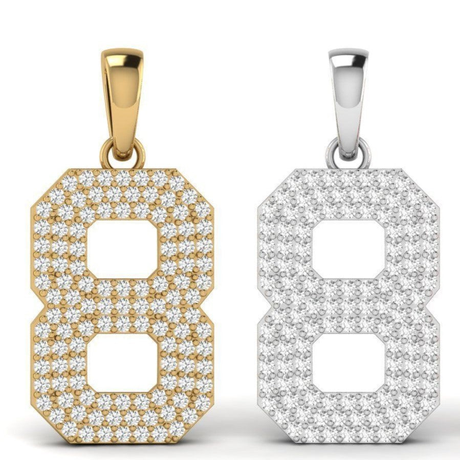Solo Legend Pendant – Single Jersey Number with Diamonds