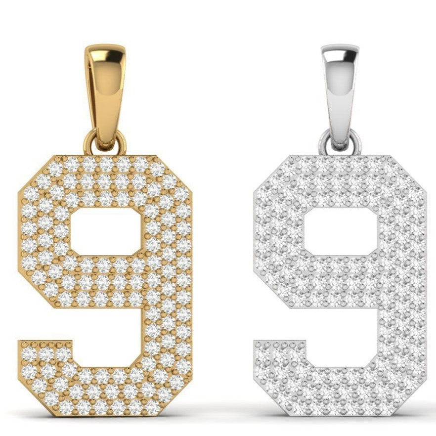 Solo Legend Pendant – Single Jersey Number with Diamonds